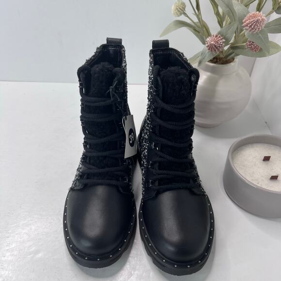 Sorel Lennox Leather Textile Shearling Lug Sole WP Boot Black/White Women 6 NWOB - Picture 7 of 10